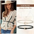 thumbnail image 3 of WERFORU Women Skinny Leather Belt for Dress Ladies Thin Waist Belt with Gold Buckle for Jeans Pants, 3 of 7