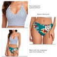 thumbnail image 3 of Conjunto de bikini para mujer Traje de baño de 2 piezas con estampado floral y parte superior a rayas elegante Traje de baño Verde XL, 3 of 6