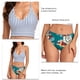 thumbnail image 3 of Conjunto de bikini para mujer Traje de baño de 2 piezas con estampado floral y parte superior a rayas elegante Traje de baño Verde XL, 3 of 6