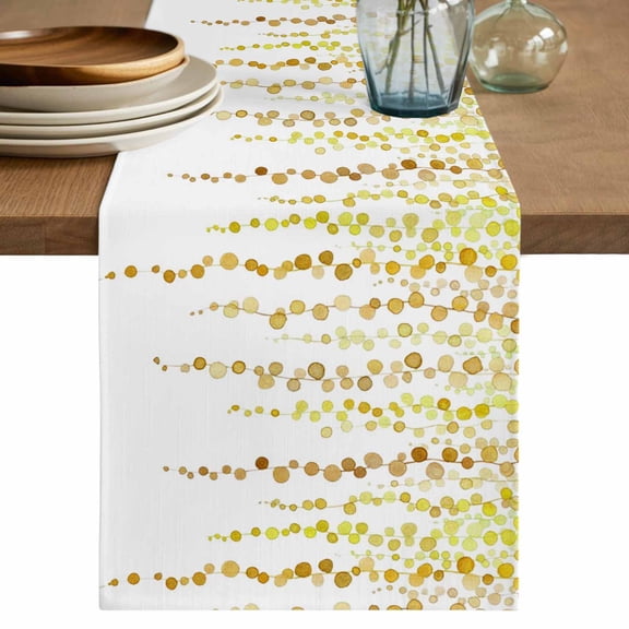 Table Runner 48 Inches Long for Kitchen Dining, Sage Green Polka Dots Dresser Scarf Farmhouse, Dining Table Decorations for Wedding/Parties, Vintage Abstract Art Watercolor 13 x 48 In