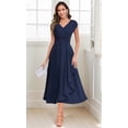 thumbnail image 4 of Vestido HYY Chifón corto fruncido con cuello en V para madre del novio, 4 of 7