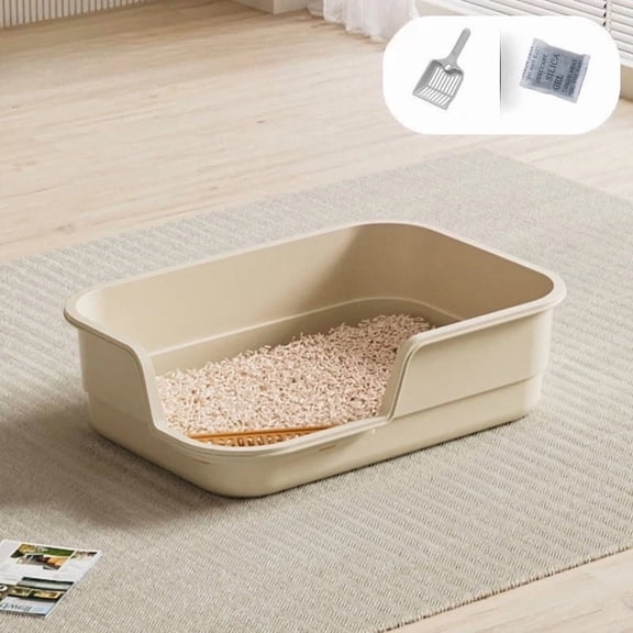 Jumbo Anti Splash Cat Litter Box Semi Covered Pet Toilet for Large Cats Extra Wide