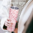 thumbnail image 3 of Leopard Print Tumbler with Lid and Straw 20oz, Insulated Travel Mug for Hot and Cold Drinks, Pink Cheetah Coffee Cup - Ideal Christmas, Mother''s Day, Birthday Gifts for Women and Mom, 3 of 6