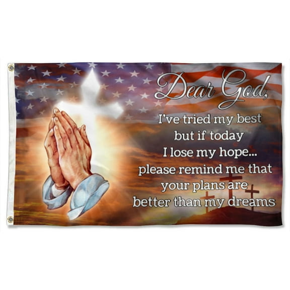 Cayyon Jesus Flag 3x5Feet Jesus Grommet Flag, Dear God I’ve tried my best Flag Banner with 2 Brass Grommets