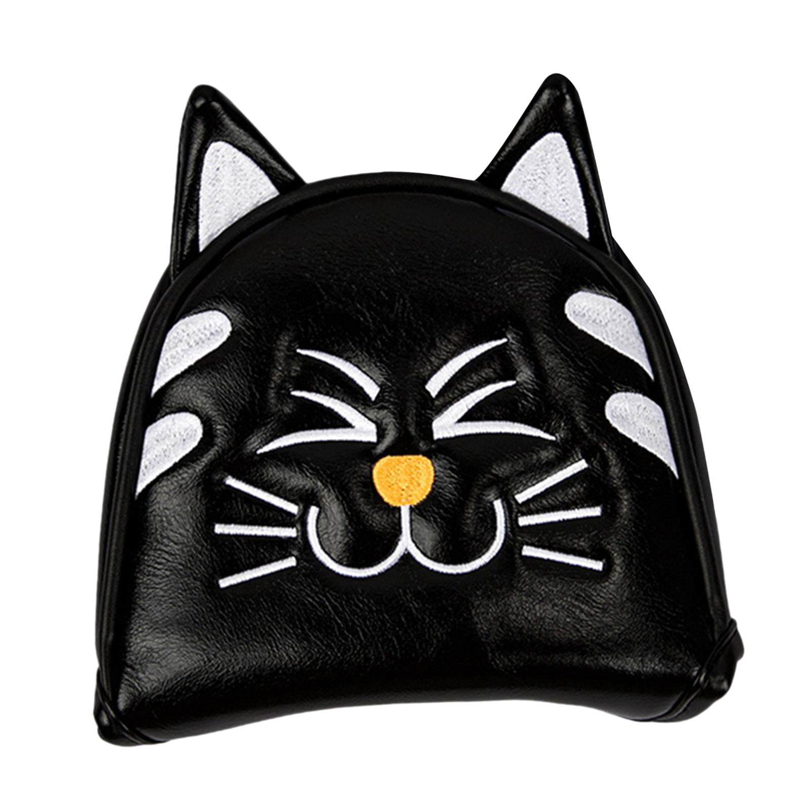 QccHieUs Golf Club Head Covers Mallet Putter Cat Pattern Accessories Putter Cue Headcover Semicircle Black