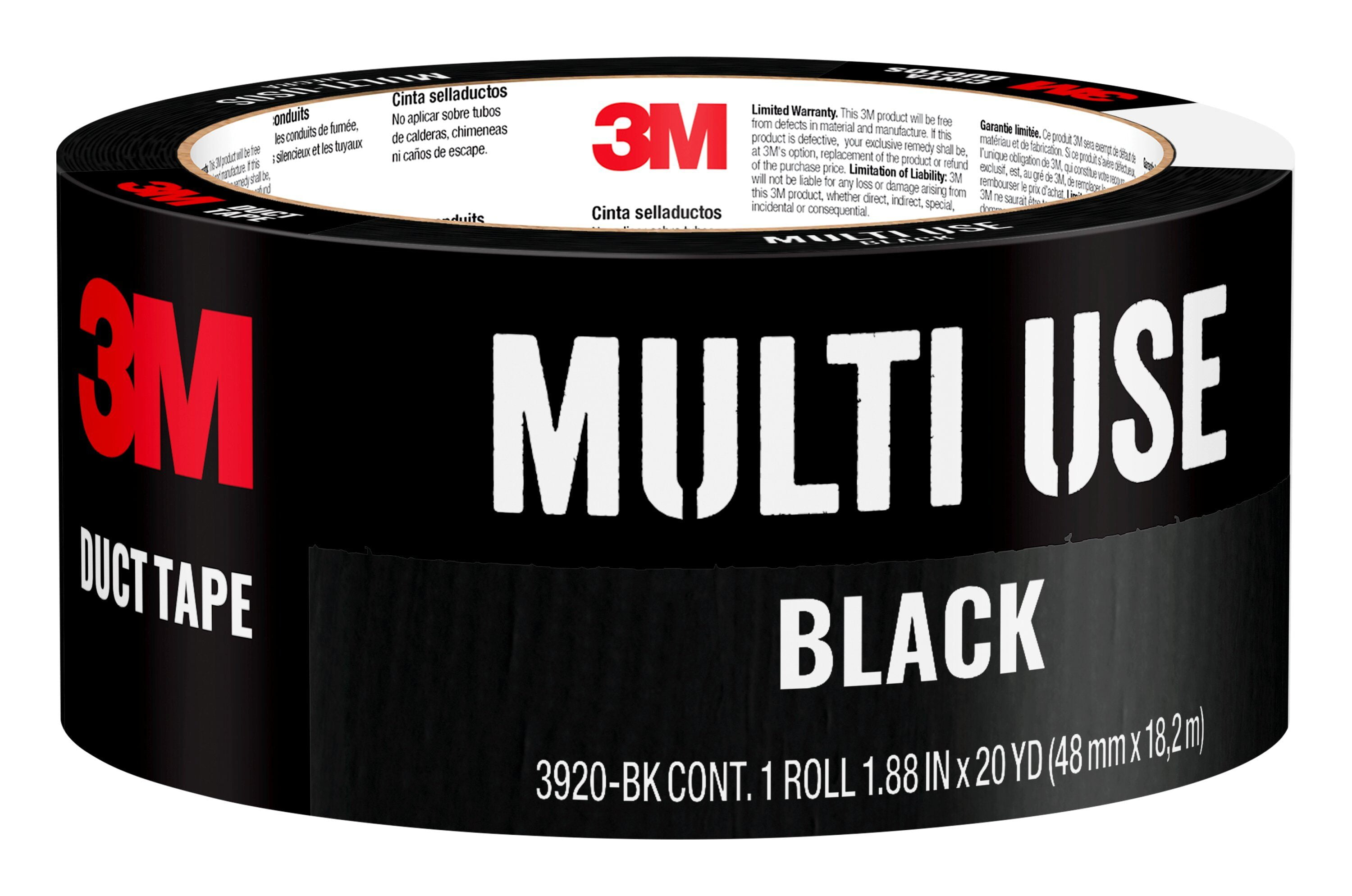 3M Duct Tape, 1.88 in x 20 yd, Black, 1 Roll/Pack