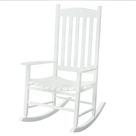Mainstays Outdoor Wood Slat Rocking Chair White Brickseek
