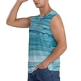 thumbnail image 3 of Fotbe Teal Turquoise Fluid Stripes Men's Camiseta sin Mangas Estampada para Hombres, Playera Casual para Gimnasio, Entrenamiento, Playa-Small, 3 of 7