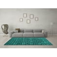 thumbnail image 3 of Ahgly Company Machine Washable Indoor Square Oriental Turquoise Blue Modern Area Rugs, 6' Square, 3 of 4