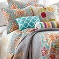 thumbnail image 3 of Levtex Home - Marielle Quilt Set - Twin Quilt + One Standard Pillow Sham - Damask Medallion - Grey Orange Teal Green Yellow - Quilt (68x86in.) and Pillow Shams (26x20in.) - Reversible - Cotton Fabric, 3 of 3