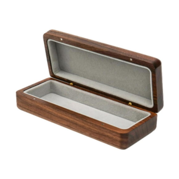 Estuche rígido para gafas de madera, portátil, con esquinas redondeadas, estuche para gafas marrón oscuro