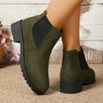 thumbnail image 4 of Rokment Chukka Ankle Boots for Women 2025 Fall Winter Fashion Suede Round Toe Chunky Low Heel Non Slip Slip-On Dress Short Booties Dark Green Size 6.5, 4 of 6