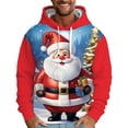 thumbnail image 1 of toraway Chandails en Molleton pour Hommes Col Rond Blanc Automne et Hiver Thème de Noël Imprimé Sweat à Capuche Manches Longues avec Poche P, 1 of 4