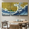 thumbnail image 2 of Japanese Painting Canvas Wall Art Decor 3 Piecess 12x16 Inch Katsushika Hokusai Landscape Artwork Reproduction Picture Prints Gallery Wrapped Triptych Room Decoration Ready to Hang, 2 of 6
