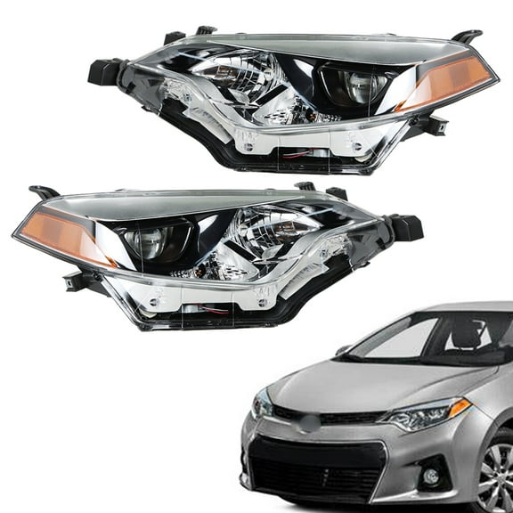 waltyotur Left & Right Side Halogen Headlight Assembly Replacement for 2014 2015 2016 Corolla Headlight Pair Driver Passenger Headlamps