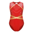 thumbnail image 5 of TSSOE Kids Girls Rhinestone Gymnastics Leotard Ballet Tumbling Unitard Biketard Skating Jumpsuit Dancewear Red 14, 5 of 7