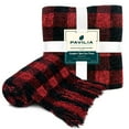 thumbnail image 2 of Pavilia Black and Red Buffalo Plaid Chenille Throw Blanket, 50” x 60”, 2 of 7
