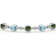 thumbnail image 3 of Gem Stone King 925 Sterling Silver Tourmaline Green Mystic Topaz and Blue Zircon Bracelet for Women | 4.90 Cttw | Gemstone November Birthstone | Oval 7X5MM | Fully Adjustable 9 inch, 3 of 6