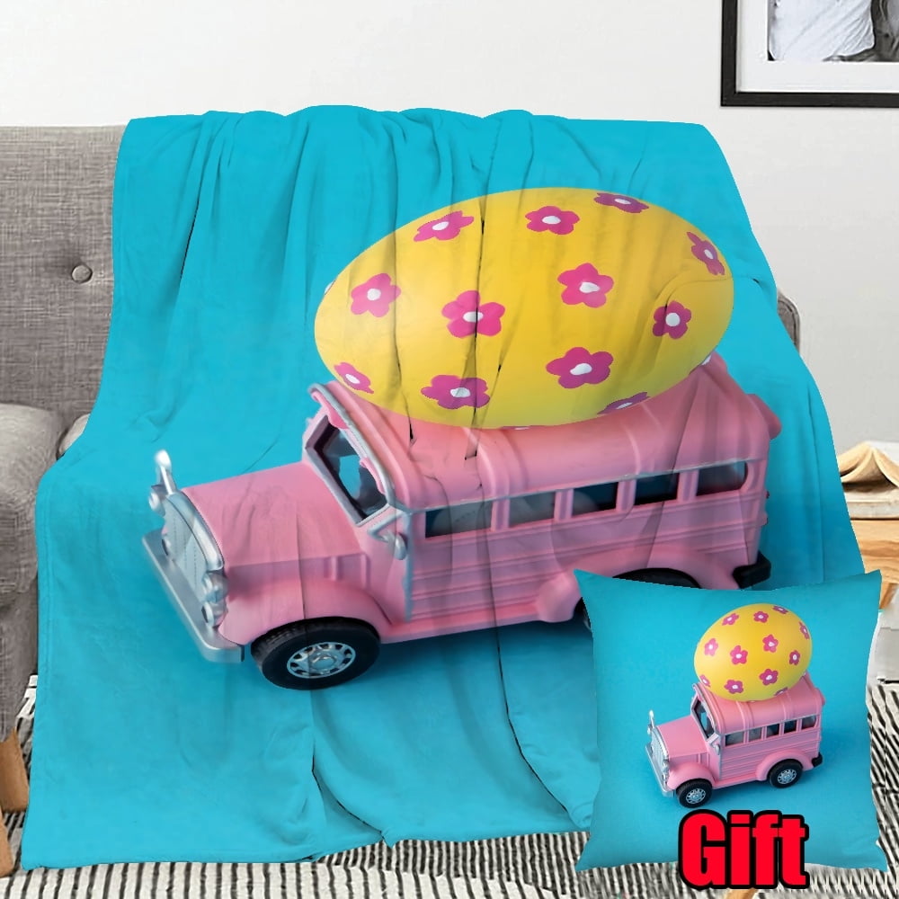 Dicasser Easter Spring Bunny Blankets With Pillowcase Warm Fuzzy Plush