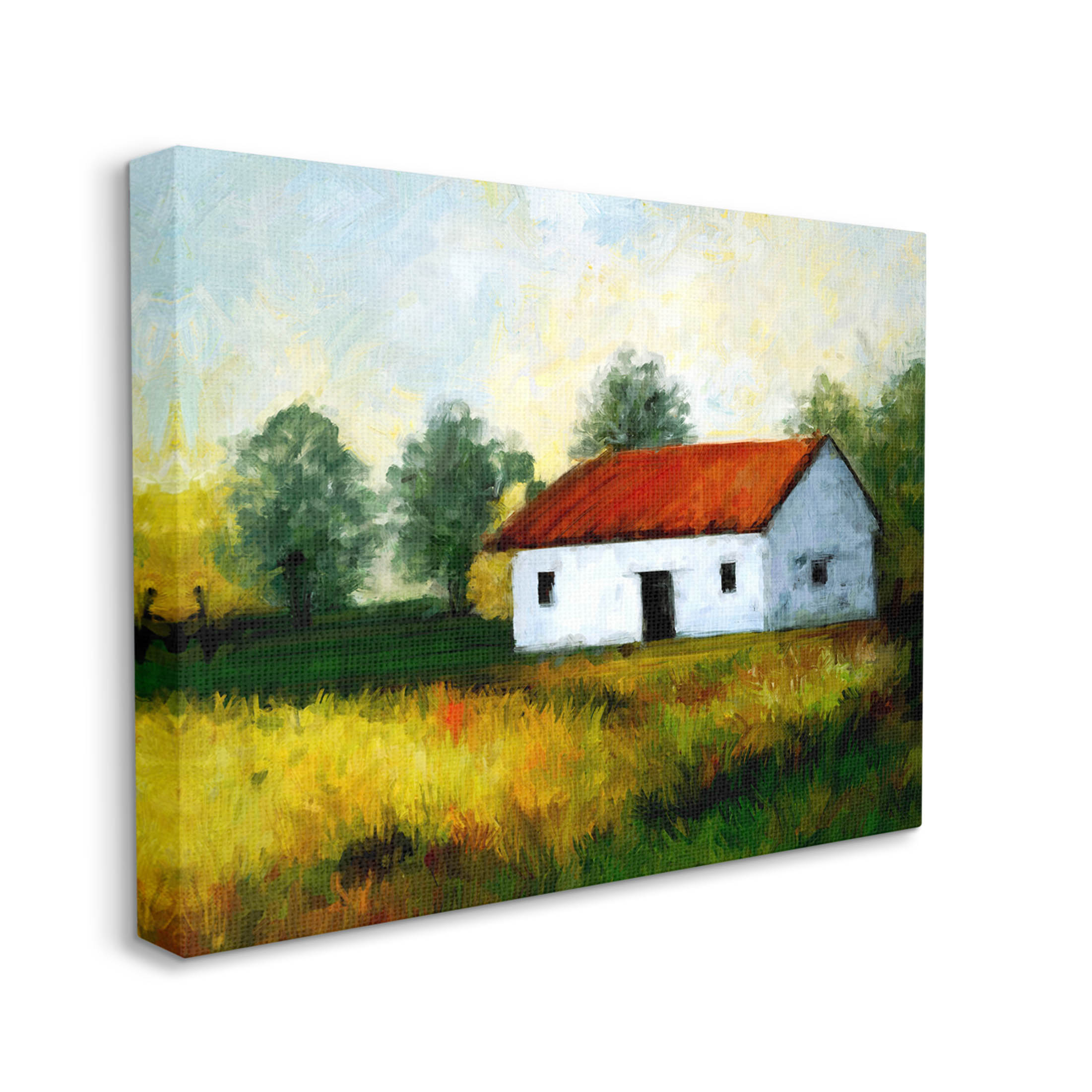 Stupell Industries Countryside Meadow Cottage Landscape Painting Gallery Wrapped Canvas Print Wall Art, Design by Ziwei Li