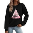 thumbnail image 2 of Guzom Womens Christmas Sweatshirt with Pink Tree & Gift Graphic - 100% Polyester, Relaxed Fit, Black, XS-XL,Size XL, 2 of 5