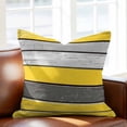 thumbnail image 2 of Coastal Style Throw Pillow Cover Vintage Gray Yellow Stripes Wood Grain Cotton Linen Cushion Cover Throw Pillow Case with Invisible Zipper for Couch Sofa Bed Chair Car 16x16 Inch, 2 of 14