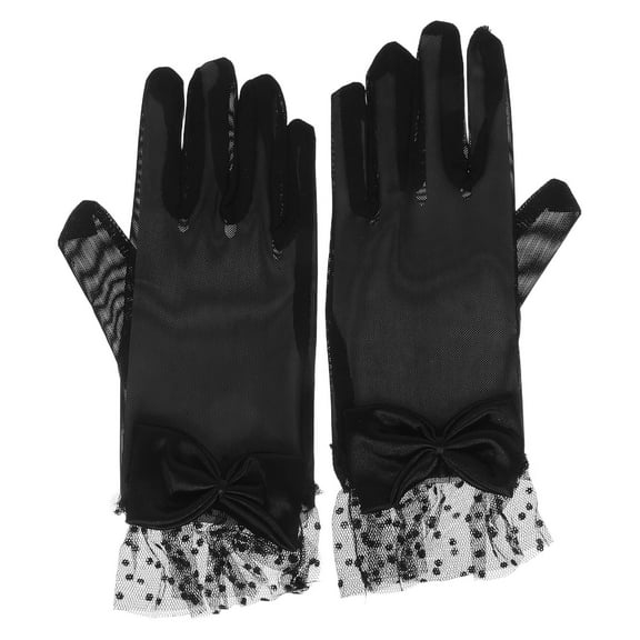CTIRCHIU 1 Pair Stretchy Lace Gloves for Women Black Versatile Use for Formal Occasions