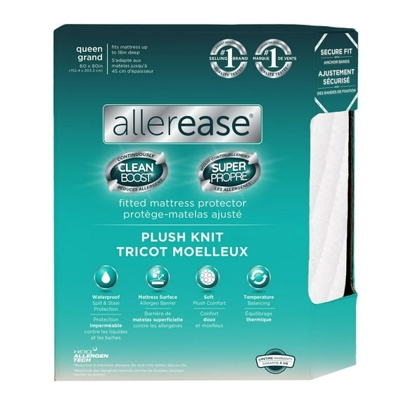 Allerease CleanBoost Plush Knit Fitted Mattress Protector