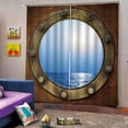 thumbnail image 2 of Matsuzay Cortina de 2 uds con patrón de paisaje, decoraciones impermeables para ventanas, cortina para colgar en la pared, lavable a máquina para sala Sombras de ventana S Matsuzay HA010888-01, 2 of 6