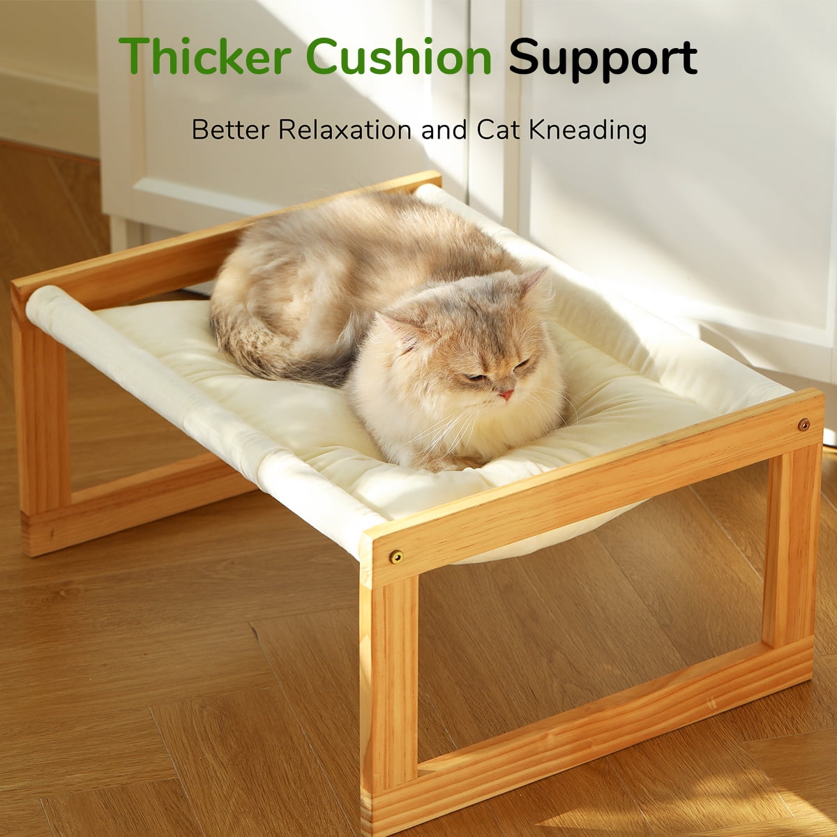 FUKUMARU Cat Bed, Elevated Puppy Bed with Removable Cozy Cover, White
