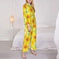 thumbnail image 3 of Fuzoiu Sunflowers2 Print Women's Long-Sleeved Pajama,Lounge Button Down Nightwear,Womens Notch Collar Pajama Set-XX-Large, 3 of 7