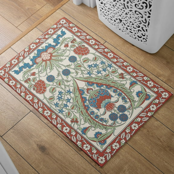 Absorbent Quick Dry Bath Mat, Non-Slip Super Strong Bath Mat, Suitable For Bathroom Shower Floor，Retro Pattern Bath Rugs