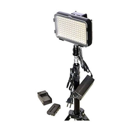 UPC: 0741147951236 | bescor xt160 bi-color led on-camera 1-light kit  includes 6.6  stand  ac adapter  np-f-type battery and multi-voltage charger