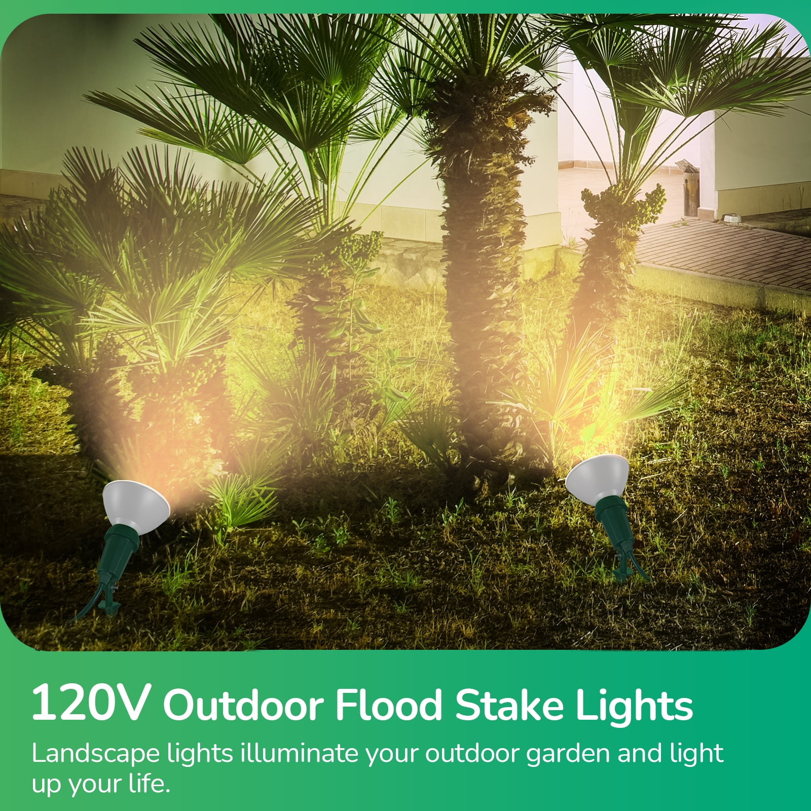 EDISHINE 2 Pack  Outdoor Spotlights for Garden Decoration Landscape light Plug in with 6FT Power Cord, 120V Weatherproof, E26 Base PAR38 Bulb Socket