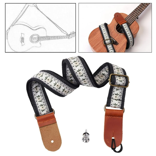 BELOVING Ukulele Strap Embroidered Non Slip Shoulder Belt for Indoor Teaching Outdoor Style A