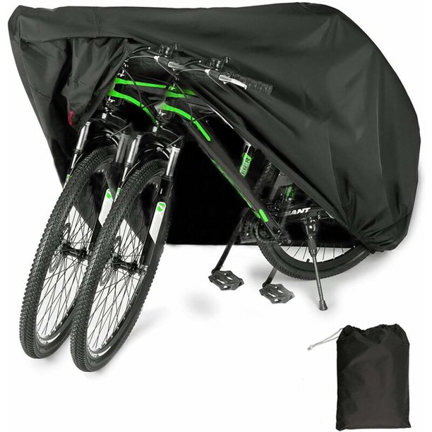 Funda para bicicleta, funda impermeable para bicicleta de poliéster Oxford de alta calidad, adecuada para bicicletas y scooters.ut cubre hasta dos bicicletas (negro, 200 x 110 x 70 cm)——