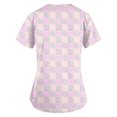 thumbnail image 4 of Valentine Day Scrubs for Women Love Heart Print Short Sleeve Medical Scrubs V Neck Plus Size Cute Workwear with Pockets Pink S, 4 of 4
