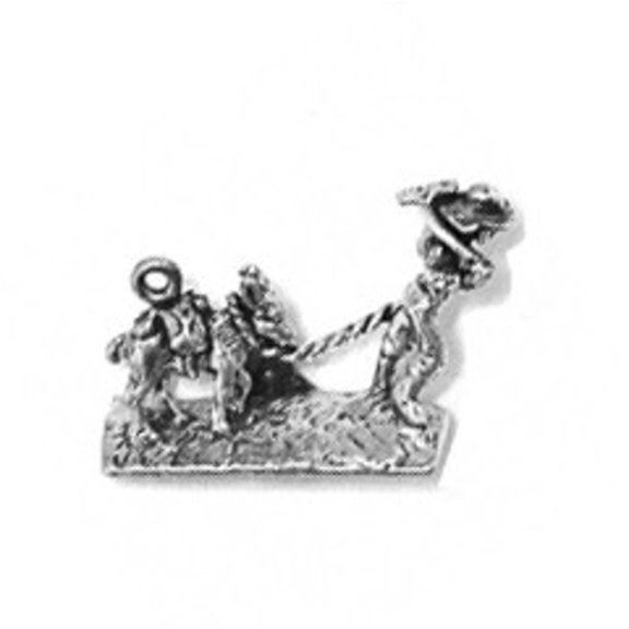 Sterling Silver 16" .8mm Box Chain 3D Gold Prospector Miner Panner Donkey Pendant Necklace