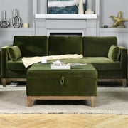 Knox 35 Square Storage Cocktail Ottoman Olive Green Performance Velvet