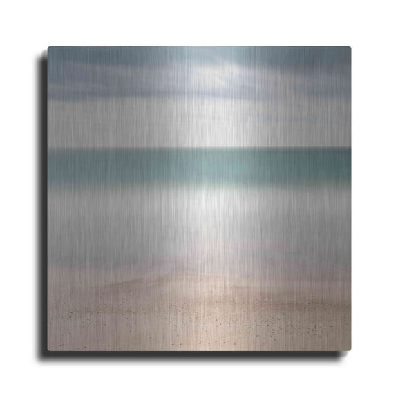 Luxe Metal Art 'Beach Sea Sky' by Wilco Dragt, Metal Wall Art, 12"x12"