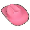 thumbnail image 4 of Rhode Island Novelty Pink Blinking Tiara Cowboy Party Hat, PU Leather, 4 of 4