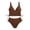 Coffee, variant on Women's High Waisted Conservative Bikini Swimsuit Made of Soft Stretchy Nylon for Slimming Coverage and Comfort, Includes Chest Pads