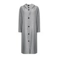 thumbnail image 2 of Women's Plus Size Hooded Trench Coat, Casual Long Jacket, Lightweight Spring Fall Coat, Loose Fit Outerwear, Everyday Long Sleeve Coat Grey S, 2 of 5