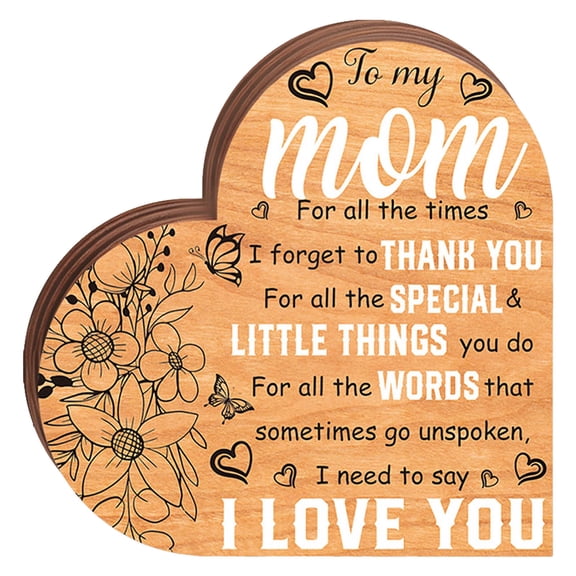 Thank You Gifts for Mom From Daughter Son To My Mom Love You Wooden Heart Sign Tabletop Decoration for Home Birthday Mothers Day Valentines Day Gifts for Mother