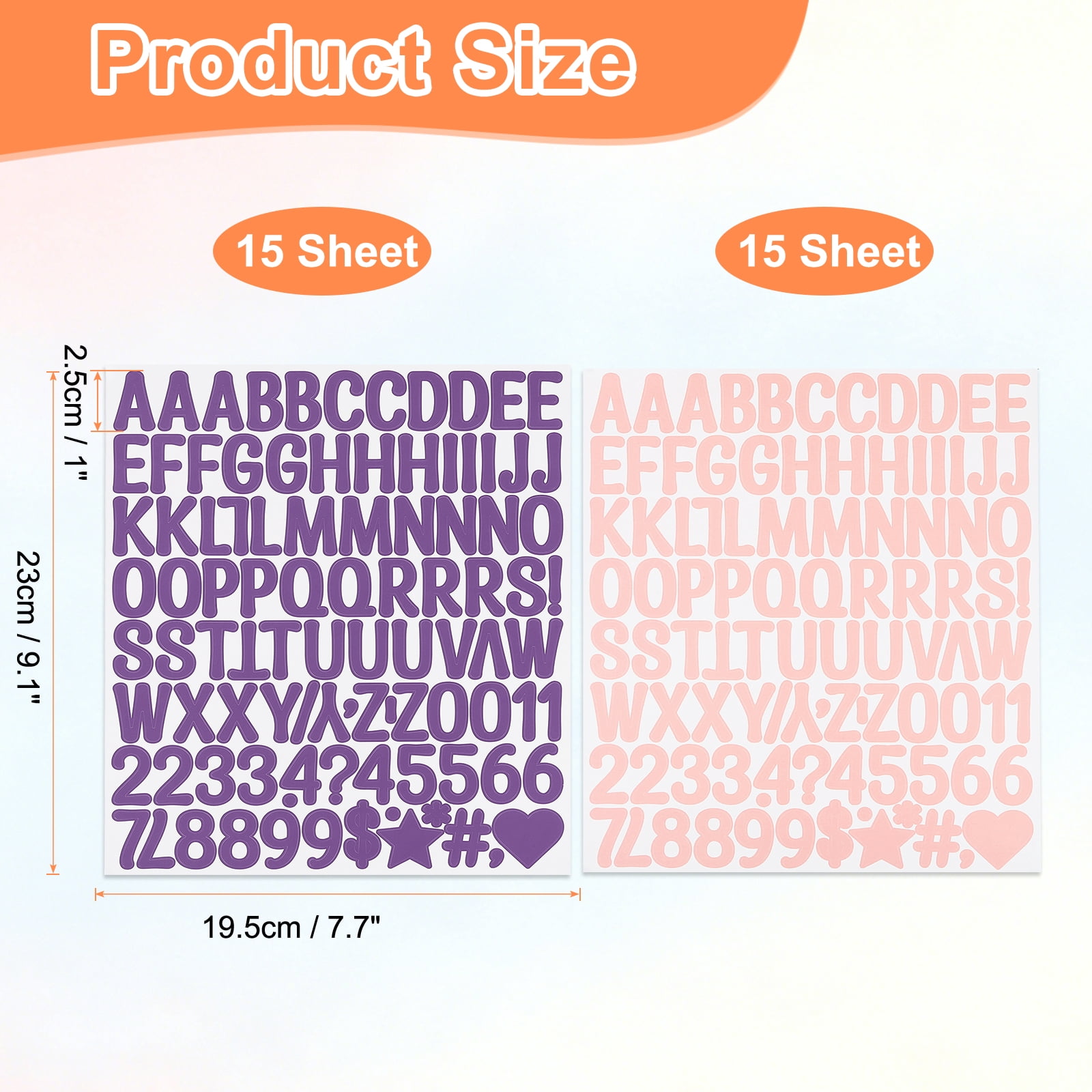 Uxcell 1 Inch Letter Stickers, 30 sheet Alphabet Number Stickers Self Adhesive Handwriting Vinyl Stick on Letters for Mailbox Number Scrapbooking Sign Bottles Craft, Pink and Purple