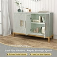 thumbnail image 6 of HLR 48" Modern Wood Credenzas & Sideboards with Gold Trim, Storage Cabinet with 4 Doors, Green, 6 of 8