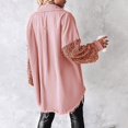 thumbnail image 4 of Unir Oversized Sequin Sleeve Denim Jacket for Women, Frayed Edge Button Down, Casual Everyday Long Sleeve Outerwear, 1 Piece, S-XXL, Plus Size Friendly, 4 of 5