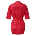 thumbnail image 5 of Zhi Women's Solid Nine-Minute Sleeve Satin Lace Robe, Silky Fabric, Nightwear & Lounge Wear,Red, 5 of 6