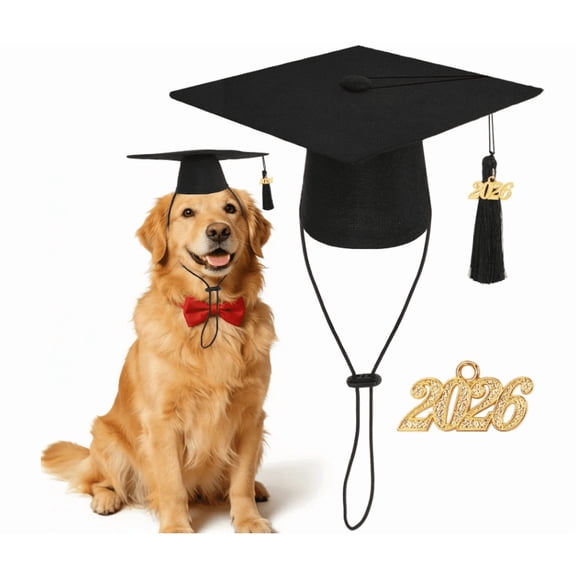 Dog Graduation Cap,Pet Graduation Caps with 2026 Black Tassels, Dog and Cats Graduation Hats Adjustable Mini Graduation Caps for Retreat To School And Graduation Photos With Adjustable Elastic Strap