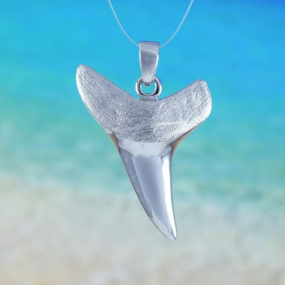 Unique Hawaiian 3D Solid Shark Teeth Necklace, Sterling Silver Shark Teeth Pendant, N6108 Birthday Valentine Wife Mom Gift, Island Jewelry